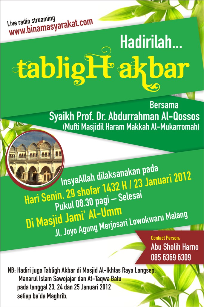 Spanduk Tabligh Akbar Al Qossos Tabligh Akbar bersama Syeikh Abdurrahman al Qassash